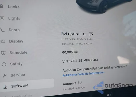 2021 Tesla Model 3 Long Range Dual Motor All-Wheel Drive from USA, damaged, VIN 5YJ3E1EB1MF938451